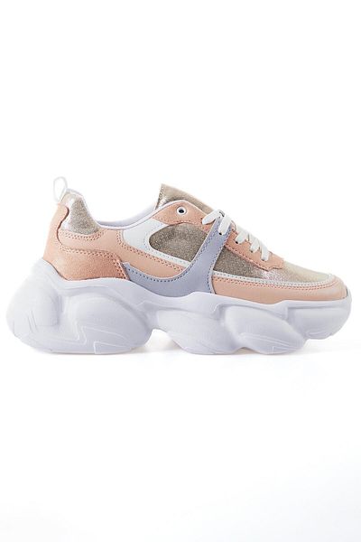 TOMMY LIFE Powder High Sole Lace Up Color Gradient Dámské sportovní boty z umělé kůže - 89206