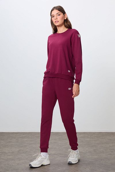 TOMMY LIFE Redbud Compact Cotton Thick Smooth Textured O Neck Oversize Fit Γυναικεία αθλητική φόρμα - 95341