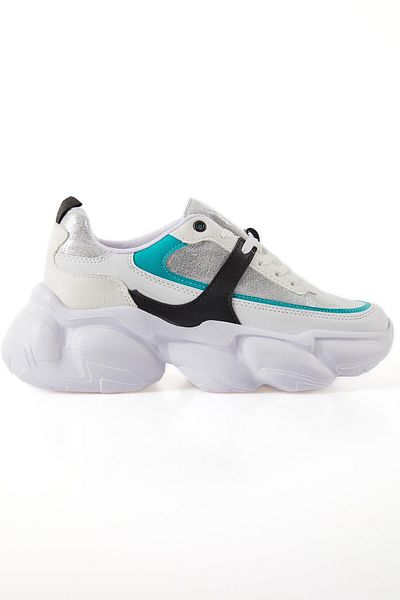 TOMMY LIFE Bílé dámské sportovní boty z umělé kůže s vysokým šněrováním - 89206