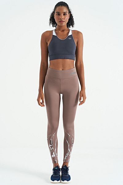 TOMMY LIFE Bustieră de damă, slim, cu imprimeu pe spate, bloc de culoare antracit - 97253