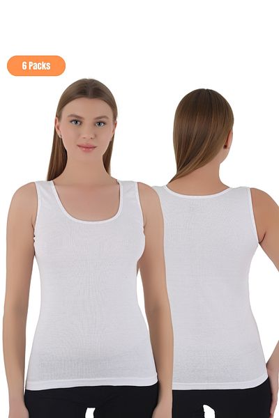 CNT Women's 6-Piece Ribbed Fabric Thick Strap Tank Top Set