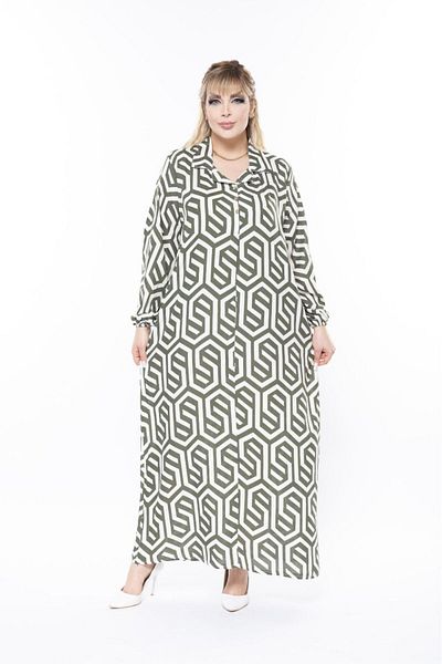 mervemoda γυναικείο μακρυμάνικο plus size υφαντό καλοκαιρινό μακρυμάνικο φόρεμα