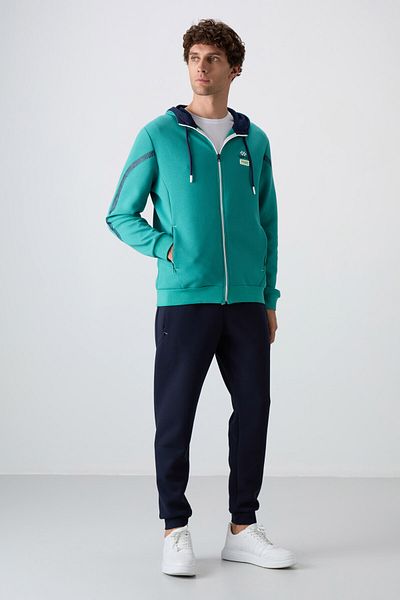 TOMMY LIFE Sea Green Indigo Comfort Fit Σετ αθλητικής φόρμας - Ανδρική φόρμα με βαμβακερή και απαλή υφή, εμπριμέ - 85236