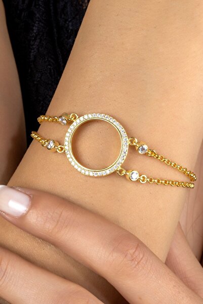 Else Silver Kadın Altın 925 Ayar Gümüş Çeyreklik Bileklik