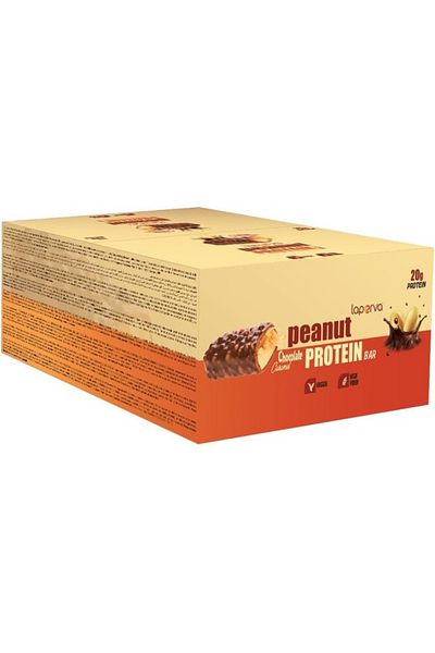 Laperva Peanut Protein Bar, Box of 12 Bars, Chocolate Caramel
