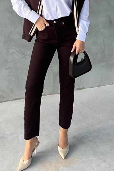 Suziş Жіночі штани з укороченими штанинами, гіркий кави, з еластаном