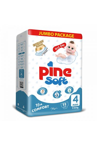 Pine Scutece Pine Soft, Pachet Jumbo, nr. 4, 7-14 kg, 72 buc