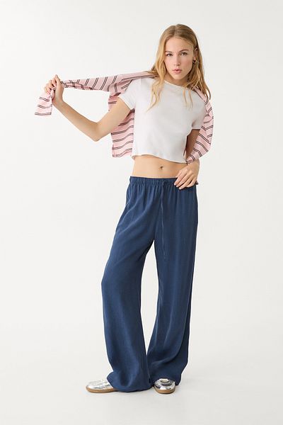 Stradivarius Long Draped Rustic Trousers