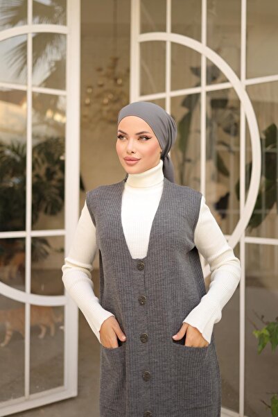 Nissra Smoked Long Vest with Buttons and Pockets Nsr18201