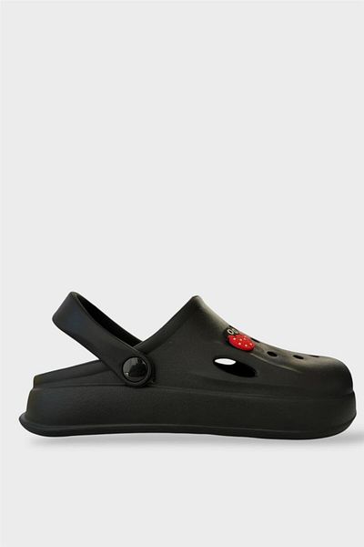 Liger Women's Comfort Ladybug Buckle Medical Nurse Sabo Slippers - Black