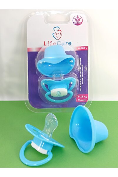 LifeCareBaby Koruma Kapaklı Damaklı Ortodontik Emzik 2 numara 6-18 Ay Mavi