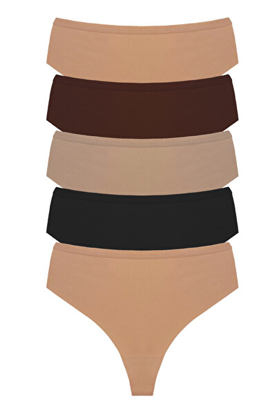 Laserias Yüksek Bel Lazer Kesim İz Yapmaz Tanga 5 li Paket Külot