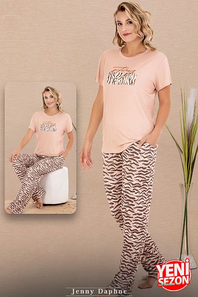 Jenny Daphne Πιτζάμες με σχέδιο Zebra - Σετ κοντομάνικο Crew Neck 12595