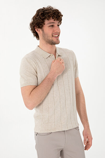 U.S. Polo Assn. Tricou pentru bărbați, slim fit, cu gât polo, crem, din tricotaj 50302970-VR071