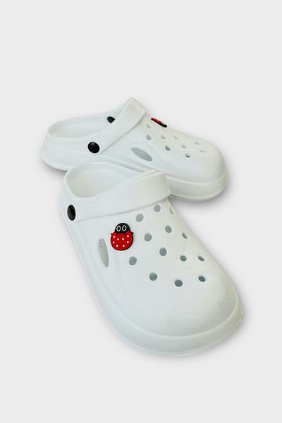 Liger Women's Comfort Ladybug Buckle Medical Nurse Sabo Slippers White