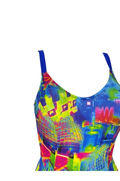 FUNELLA Navy Blue Ethnic Patterned Multicolored Stylish Women's Swimsuit