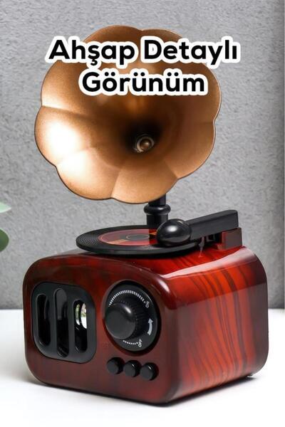 MUJGAN Dekoratif Nostaljik Dönen Plaklı Gramafon Müzik Kutusu