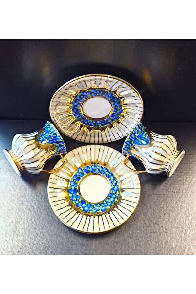 BY.RAYKA PORSELEN El Dekor Ç.arni Porselen El Boyama 2li Fincan Takımı