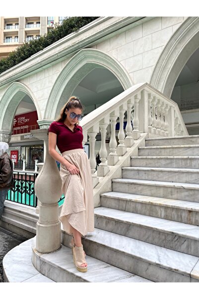 Butik Dokuma Etek Beli Lastikli Cepli