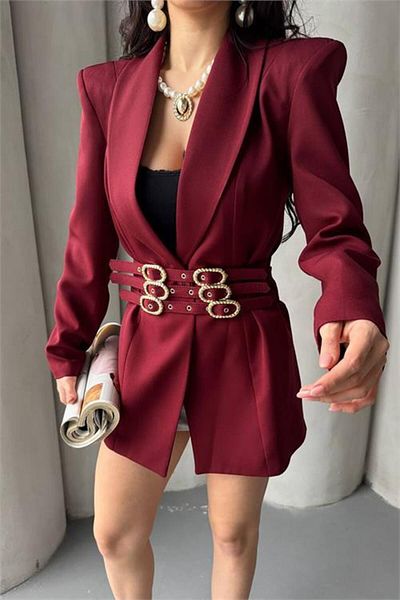 Dip Moda Women's Belt Detailed Blazer Jacket Dpmylk27 Dipmoda