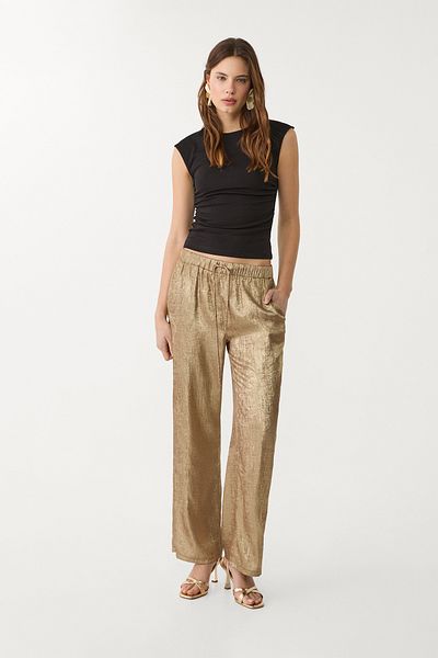 Stradivarius Metallic Drawstring Trousers Limited Edition