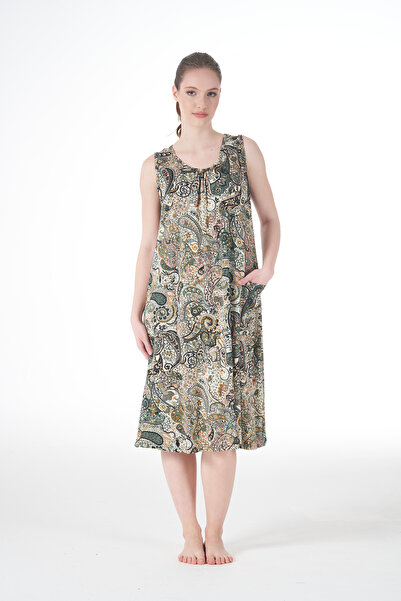 Estiva Women's Summer Patterned Sleeveless Pocket Lycra Viscose Casual Dress