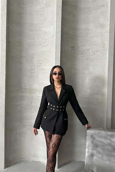Dip Moda Dipmoda Women Design Snap Button Detailed Blazer Jacket Dpg079