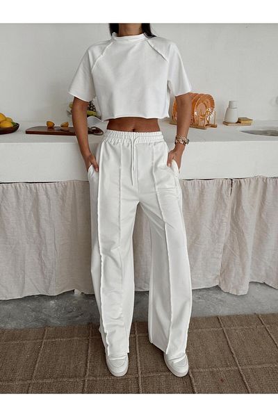 mydukkan.co Reverse Stitch Detail Crop Set