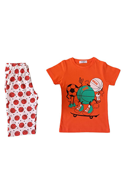 Newteam Комплект пижама за момчета с къси ръкави и капри панталони с мотиви, ...