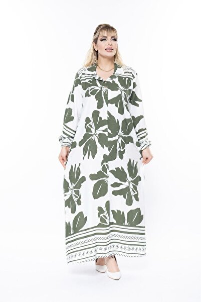 mervemoda Kkwomen's Long Sleeve Summer Plus Size Dress