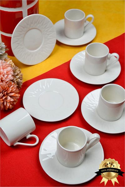 Heda Porselen Sapphire 12-Piece 6-Person Porcelain Coffee Cup Set