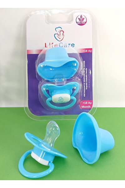 LifeCareBaby Koruma Kapaklı Damaklı Ortodontik Emzik 3 numara +18 Ay Mavi