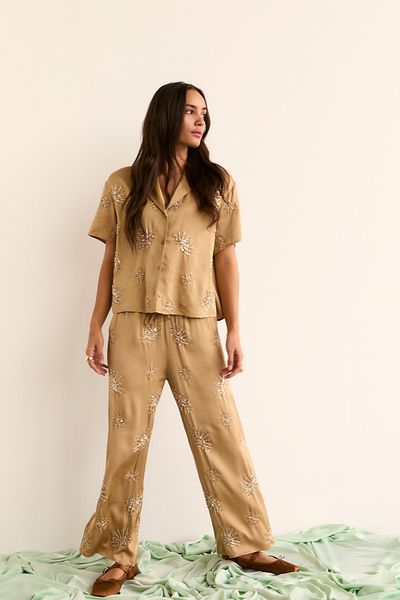 Stradivarius Embroidered Satin Culottes Limited Edition