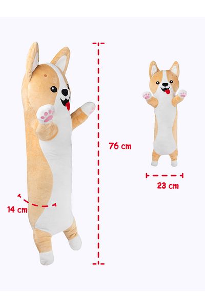 Fancy Jucărie de plus pernă, cățeluș corgi, 70 cm