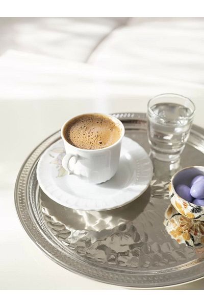Bakır Concept Copper Tray Mini Round Single Silver Color