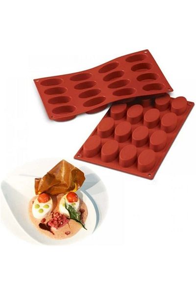 Siliko World Oval 16-Piece Donut Cake & Chocolate & Soap Silicone Mold
