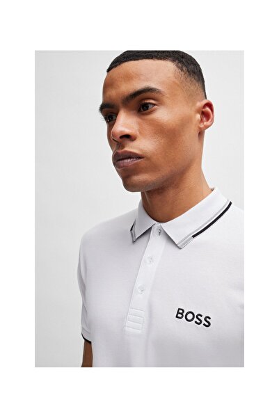 BOSS Tricou cu gât polo cu nasturi din bumbac, cu croiala normală, tricou cu gât polo pentru bărbați 50469102   100