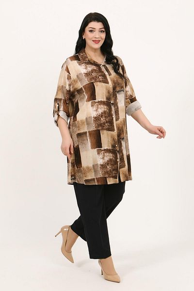 By Alba Collection Γυναικείο χιτώνα από βαμβακερή βισκόζη με μαύρισμα σχέδιο
