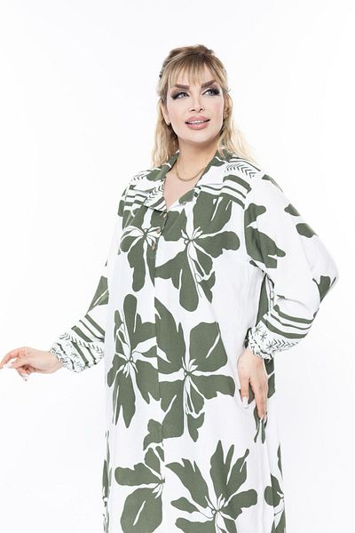 mervemoda ΚΚΓυναικείο μακρυμάνικο καλοκαιρινό φόρεμα μεγάλου μεγέθους