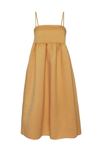 Beauty Omelette Gold Carrie Midi Balloon Dress