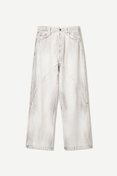 Bershka Waxed-effect balloon fit trousers