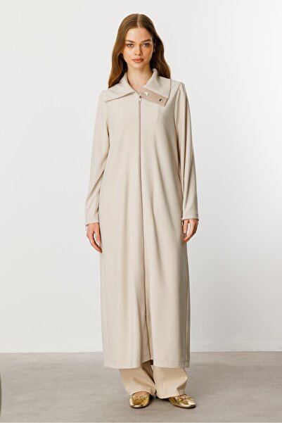 Micca Fermuar ve Kontrast Garni Detaylı Rahat Dökümlü Kap/ FERACE-Taş