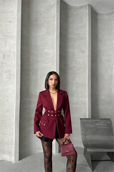 Dip Moda Dipmoda Women Design Snap Button Detailed Blazer Jacket Dpg079