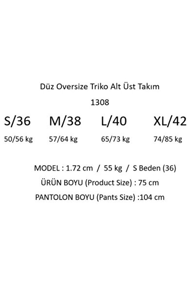 Irmak Kerekli Gray Oversize Women's Set - Bottom and Top Set 1308