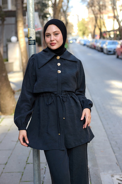 LOCCO Women's Mely Asymmetrical Collar Alerli Black Suit