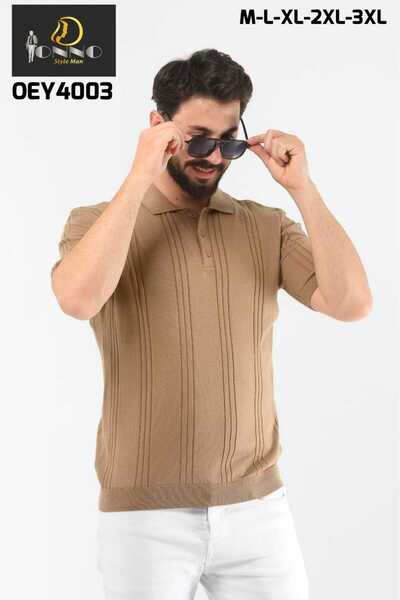 ONNO Ανδρικό μπλουζάκι με κουμπιά με λεπτό βαμβακερό πλεκτό