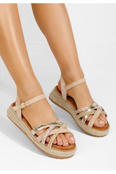 B T Shoes Carmynna beige platform sandals