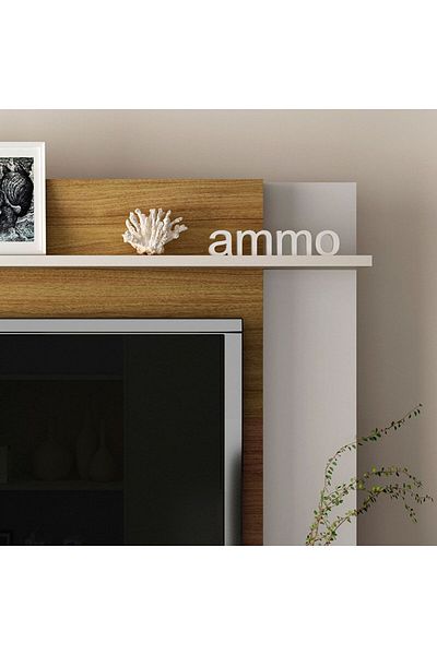 Danube Home Zoyo TV Wall Unit TV up to 55 Inches TV Rack With Storage - Brown/Off White L180xW45xH178cm