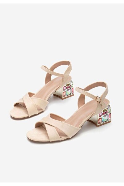 B T Shoes Sandale cu toc gros Susia bej