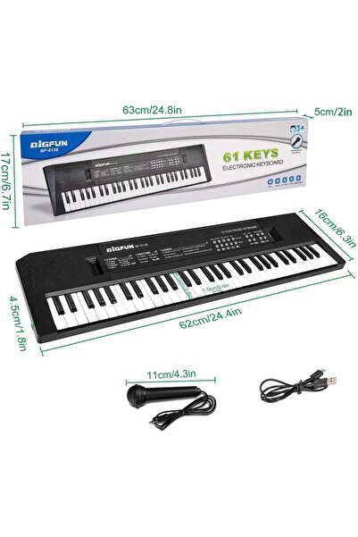 fulina 61-Key Keyboard Piano for Kids,Music Piano with Microphone,Built-In Speakers Many Premium Voices